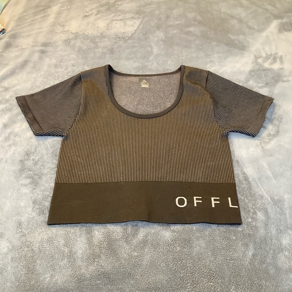 Aerie Black and Gray Textured Top